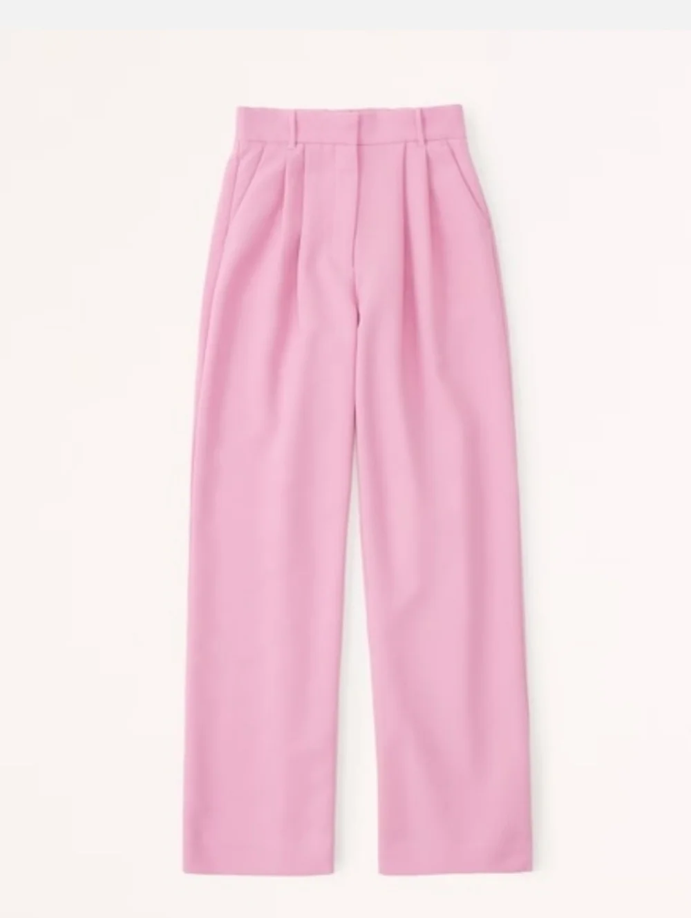 Abercrombie Sloane Pink Wide Leg Trousers High Rise Tailored Pants 27/4 Short - Picture 2 of 16